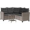 vidaXL Divano da Giardino con Tavolo e Cuscini a L Grigio Polyrattan, Divano da Esterno, Divano da Esterno a L, Divano angolare da Giardino