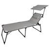 Aktive 62613 - Lettino da spiaggia pieghevole con parasole, Lettino da spiaggia con cuscino, 193x67x48/96 cm, altezza seduta 48 cm, colore grigio, lettino pieghevole, 5 posizioni