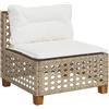 vidaXL Divano Giardino Senza Braccioli con Cuscini Beige in Polyrattan, Divano da Giardino con Cuscino, Seduta da Giardino, Divano Singolo