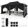 RELAX4LIFE Tenda da Giardino Pop-Up 3 x 6 M con 6 Pareti Laterali, Altezza Regolabile, 12 Picchetti, 6 Corde/Sacchi di Sabbia, per Feste e Matrimoni (Nero, 3x6m con Pareti Laterali)