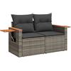 vidaXL Divano da Giardino con Cuscini 2 Posti Grigio in Polyrattan