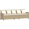 vidaXL Divano da Giardino con Cuscini a 5 Posti Beige in Polyrattan, Divano da Esterno, Divano da Giardino a 5 posti, Divano da Esterno a 5 posti