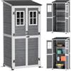 Outsunny casetta da giardino in legno, casetta per attrezzi con porta chiudibile a chiave 2 finestre piastra di base tetto in asfalto pentola di stoccaggio 91x69x192cm, casetta per attrezzi resistente