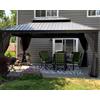 PURPLE LEAF Gazebo in Alluminio 4,85 x 3,65 m Impermeabile Stabile Gazebo da Giardino Gazebo Hardtop con 4 Doppi Pannelli Laterali Gazebo in Metallo con Tetto in Acciaio Gazebo da Esterno, Grigio