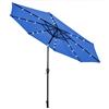 RELAX4LIFE Ombrellone da Giardino 3m/2,7m/2,3m con Luci LED, da Esterno per Protezione Solare, Parasole per Terrazza, Balcone, Spiaggia (Blu-3M)