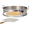 BBQ-TORO Elemento pizza acciaio inox per grill tondo di Ø 57 cm, inserto per pizza incluso pala, pietra refrattaria e termometro