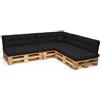 POKAR Set di Cuscini per Europallet Imbottito da 8 pezzi: 3x Sedile 120x80cm +3x Schienale 120x40cm +1x Laterale 60x40cm +1x decorativo 40x40cm, per Divano da Giardino, senza Pallet, nero