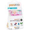BIOSYNEX Parakito - Braccialetto anti-zanzare riutilizzabile - 2 pastiglie incluse agli oli essenziali, 1 mese di protezione, senza DEet, taglia Junior 3+ (Tie & Dye)