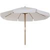 Outsunny Ombrellone da Giardino Ø3.25m con Corde, Apertura Regolabile e Prese d'Aria, Ombrellone da Esterno con 8 Stecche in Legno, Bambù e Poliestere 180g/㎡, per Cortile, Terrazza e Balcone, Crema
