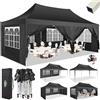 COBIZI Gazebo 3x6 Pieghevole Impermeabile con 6 Parete Laterale,Nero