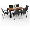 IDMarket - Set di mobili da Giardino NOUMEA - Tavolo da 150 cm con Piano in Vetro temperato Effetto Legno e 6 sedie impilabili in Legno e n