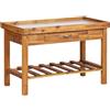 vidaXL Banco da Lavoro da Giardino con Cassetto e Ripiano Robusto Piano in Zinco Tavolo Invasatura Cura Piante Naturale Legno Massello Acacia