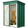 Blishom Casetta per attrezzi in metallo,Capanno per Attrezzi da Giardino in Metallo con Ripiani Regolabili, Tetto Inclinato, Prese d'Aria,per Prato, Patio e Cortile180x162x95 CM,Verde