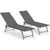 IDMarket - Set di 2 lettini da Giardino reclinabili Kailua in Acciaio Grigio Antracite e Tessuto Grigio