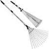 TABOR TOOLS J16E - Rastrello telescopico in metallo, lunghezza 160 cm, rastrello pieghevole regolabile per pulire rapidamente prato e cortile, rastrello per foglie da giardino, manico espandibile con