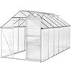 tectake® Serra da Giardino con Telaio in Alluminio Anodizzato, Serra per Orto con Lastre Alveolari Termoisolanti, Serra con Porta Scorrevole, Finestra a Tetto per Ventilazione - 375x185x195 cm
