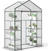 Outsunny Serra da Giardino e Terrazzo Rettangolare, Serra da Balcone con Telo Trasparente in PVC e 8 Mensole, Porta Avvolgibile con Cerniera, 143x73x195cm