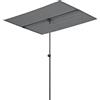 pro.tec Ombrellone Parasole Girevole con Palo Centrale Regolabile in Altezza 120-200 cm Telo Idrorepellente 180 x 130 cm - Grigio