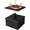 COSTWAY Base per Ombrellone, con Tavolino e Sacca Ponderata, Supporto per Ombrellone 45L, 67 kg di Sabbia, Vassoio, Ruote, per Ombrellone 38 mm/48 mm (Nero)