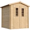 TIMBELA Casetta da Giardino in Legno per Esterni CON PAVIMENTO TRATTATO - L196xL186xA218 cm/ 2,82 m2 - Piccola Casetta in Legno, Rimessa Attrezzi, Deposito Bici - TIMBELA M320C+M320G