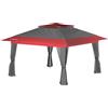 Wiltec Gazebo pieghevole con zanzariera, grigio rosso 3,92 x 3,92 m, impermeabile, UV 50+, Tendone per feste