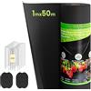 Dripex Telo Pacciamatura 1mx50m con 50 Picchetti, 100g/m² Telo Anti Erbacce per Orto, Giardino, Permeabile all'Acqu, Stabilizzazione UV, Barriera per Erbaccia