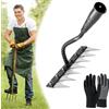 Knubbuf Rastrello in ferro per giardinaggio e diserbo, rastrello da giardino in acciaio al carbonio a 5/6/7/8 denti, rastrello per terreno resistente, rastrello da diserbo in ferro per giardinaggio (7 Teeth)