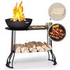 blumfeldt Braciere da Giardino, Bracere da Esterno Portatile con Griglia, Braciere Barbecue con Griglia, Copertura Pioggia, Ciotola in Acciaio, Bracere da Esterno Legna, Griglia da Campeggio Ovale