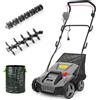 LEHMANN Teasel Scarificatore Arieggiatore Elettrico 2-in-1, 1800 W, Larghezza di Lavoro 38 cm, Regolazione Profondità 5 Livelli, 3500 giri/min, Cesto 48 L, Rulli con Lame e Aerazione, Grigio