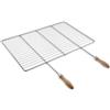 Deos-grill DEOS Griglia in Acciaio Inox Europeo 68x38cm - Griglia Barbecue per Camino a Legna e Giardino - Maniglie in Legno, AISI 304 - Griglia per Esterni e Interni - Griglia Barbecue Inox Resistente