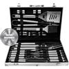 LEHMANN Set Attrezzi Barbecue in Acciaio Inox, 26 pezzi Accessori BBQ - Pinza, Spatola 4-in-1, Forchetta, Kit Barbecue con Valigetta, Set Utensili per Grigliare e Cucinare, Ideale come Regalo