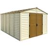Ezooza casetta da Giardino in PVC WoodBrige Plus 325 x 398 cm Colore Beige e Marrone