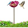 Lezaota Mangiatoia Per Uccellini Da Esterno A Forma Di Fiores, Abbeveratoio Per Uccellis A Forma Di Fiores, Paletto Da Giardino In Metallo Pers Uccellis Abbeveratoio A Formas Fiori Giardino, Cortile E Balcone