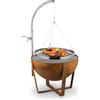 blumfeldt Fire Globe - Braciere Ø 60 cm, Griglia e Anello Cottura Ø 59 cm, Dimensioni: 60x120 cm (ØxA), Effetto Ruggine Artificiale, Altezza Regolabile