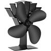 YINZHD Ventilatore for stufa ad aria calda a 4 ante, ventilatore for camino nero, bruciatore a legna, ecologico, silenzioso, dissipazione del calore efficiente for uso domestico