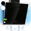 Klarstein Cappa Aspirante Filtrante in Alluminio 60 cm, da Cucina, Scarico 550m³/h, LED a 6 Colorazioni, Pannello Touch, Filtro a Carbone per Ricircolo, Classe Energetica A+, Nero
