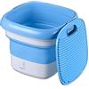ZXCVB Mini Lavatrice Rondella Portatile Pieghevole,Turbine Rotanti Personali Automatiche Regolazione della velocità Secchio per Lavaggio Ad Ultrasuoni per Campeggio da Viaggio,Blue-Upgraded