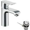 hansgrohe Metris Miscelatore monocomando lavabo 110 con tirante, Cromo, 31080000