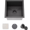 TORVA 35,5 x 35,5 cm, rivestimento in ceramica nero lucido con NanoTek sottotop lavello da cucina, 16 gauge T-304 in acciaio inox a vasca singola o lavello con angoli a raggio zero, nero