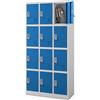 Jan Nowak Armadietto spogliatoio Armadio metallico con 12 Scomparti Fessure di ventilazione Rivestimento in polvere 185 cm x 90 cm x 40 cm (Grigio-Blu)