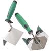 VIRELLO Set di cazzuole angolari in acciaio inox per cartongesso, angolo interno esterno, strumento per intonacatura con impugnatura in gomma per lavori di finitura di pareti lisce