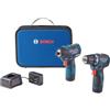 BOSCH GXL12V-220B22 - Kit combinato brushless con trapano da 3/8, avvitatore esagonale da 1/4 e 2 batterie da 2,0 Ah, kit brushless da 12 V