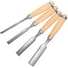 Kichvoe Set di 4 Sgorbie per Legno Lame da 6/12/18/24 Mm in Acciaio al Carbonio, Strumenti per Intaglio del Legno Controllo Preciso per Restauro Mobili