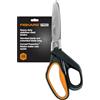Fiskars PowerArc 8 Shop Shears, Heavy Duty Serrated Stainless Steel Scissors with Comfort Grip, Hardware Tool for Construction, Cut Materials like Insulation, Duct Tape, Cardboard, Rope and Tyvek