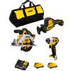 DeWALT Kit D12K303 (Sega Circolare DCS512 + Mini-Sega Universale DCS312 + Avvitatore ad Impulsi DCF801 + 2 batterie 3,0 Ah + caricabatterie + Borsa)