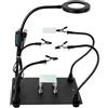DBEIXIWEI Helping Hands - Stazione di saldatura con base in ferro, lampada d'ingrandimento a LED a 3 colori, 4 mani magnetiche flessibili