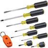 KLEIN TOOLS Set di cacciaviti 8 pezzi, include magnetizzatore/smagnetizzatore, 2 scanalature, 4 Phillips, 2 punte per armadietto, impugnatura a cuscino comfort Klein Tools 85148