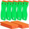 Generic Confezione da 5 raschietti in plastica per rasoi e 200 lame, strumento per rimuovere etichette adesive, per rimuovere adesivi, guarnizioni e vernici sul vetro dell'auto (verde)