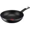 Tefal C38819 Hard Titanium Essential - Padella wok da 28 cm, rivestimento antiaderente con particelle di titanio, indicatore di temperatura termico, lavabile in lavastoviglie, made in France, colore