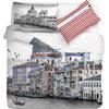 Gabel Parure Copripiumino Venezia, 250x205 cm, Puro Cotone, Grigio, Stampa Fotografica Digitale